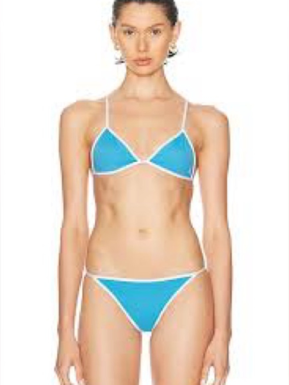 NWT Wild Fable blue and white triangle bikini set Top M (8-10)) Bottom S (4-6)